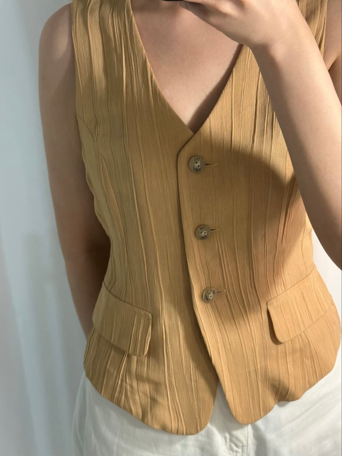 Mustard Bamboo  Linen Vest Vest 상품이미지2