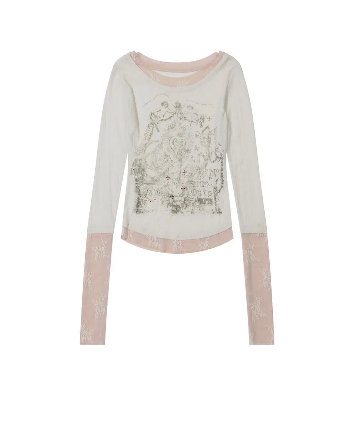 스컬프터 Triple Lace Layered Tee 아이보리 M 상품이미지1