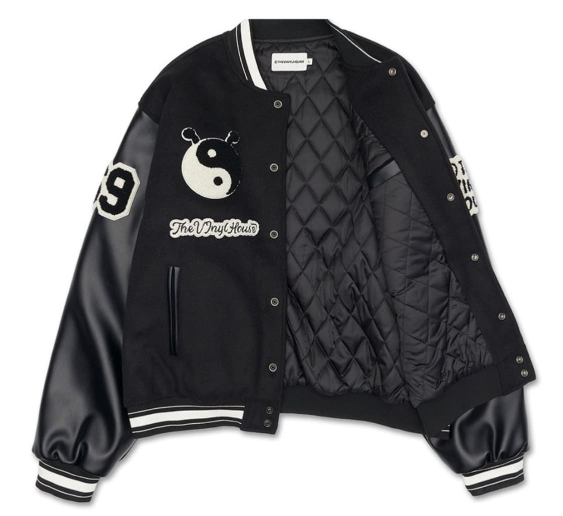 더바이닐하우스 인양 바시티자켓 블랙 S 상품이미지2