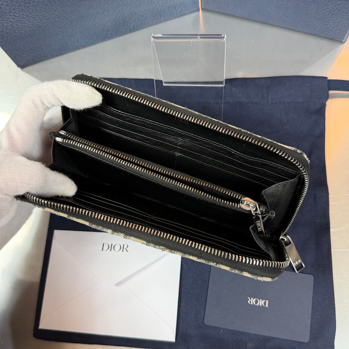 [리오브] 디올 오블리크 자카드 지퍼 장지갑 상품이미지4