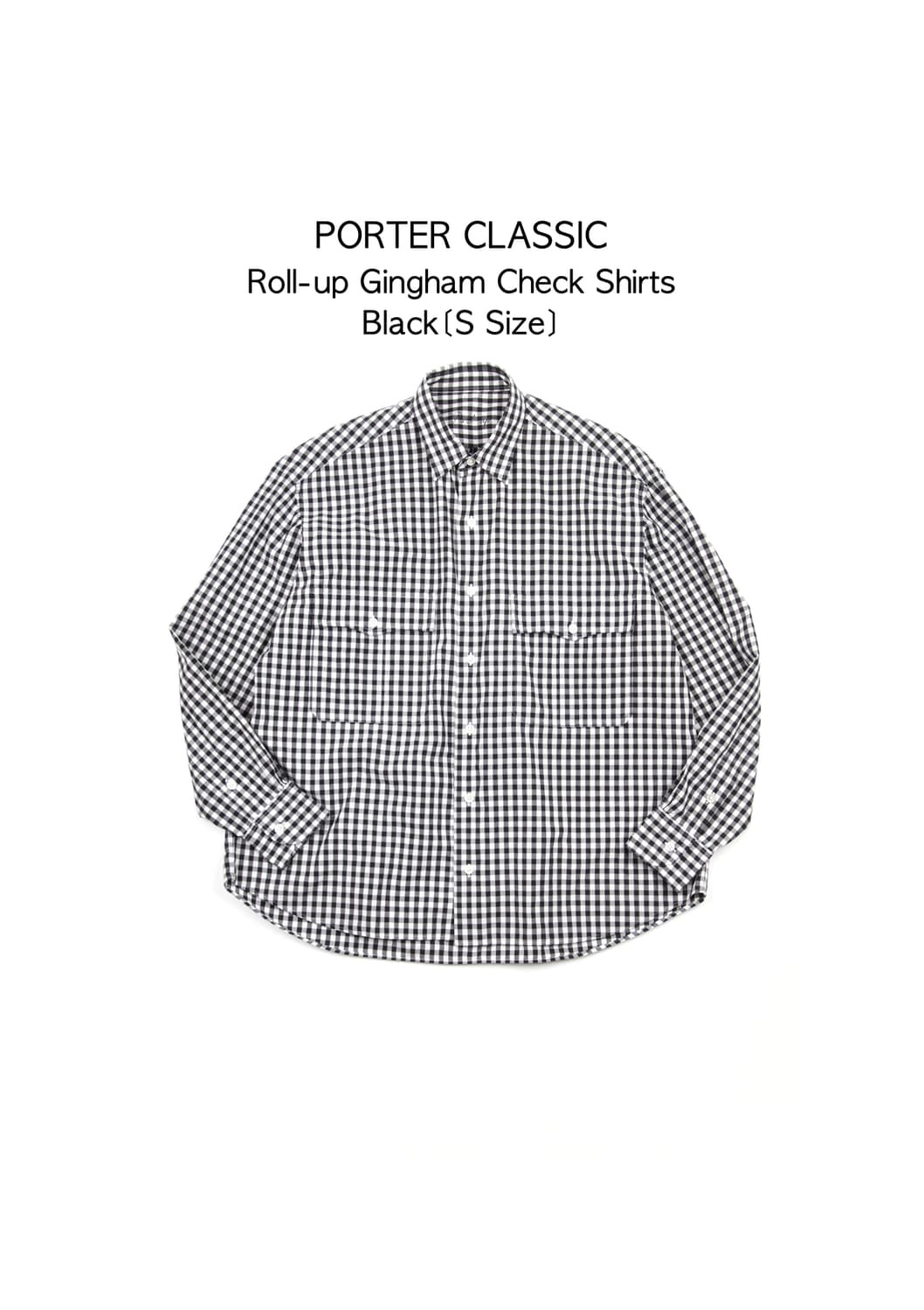 Porter classic 롤업 깅엄체크셔츠 블랙 상품이미지1