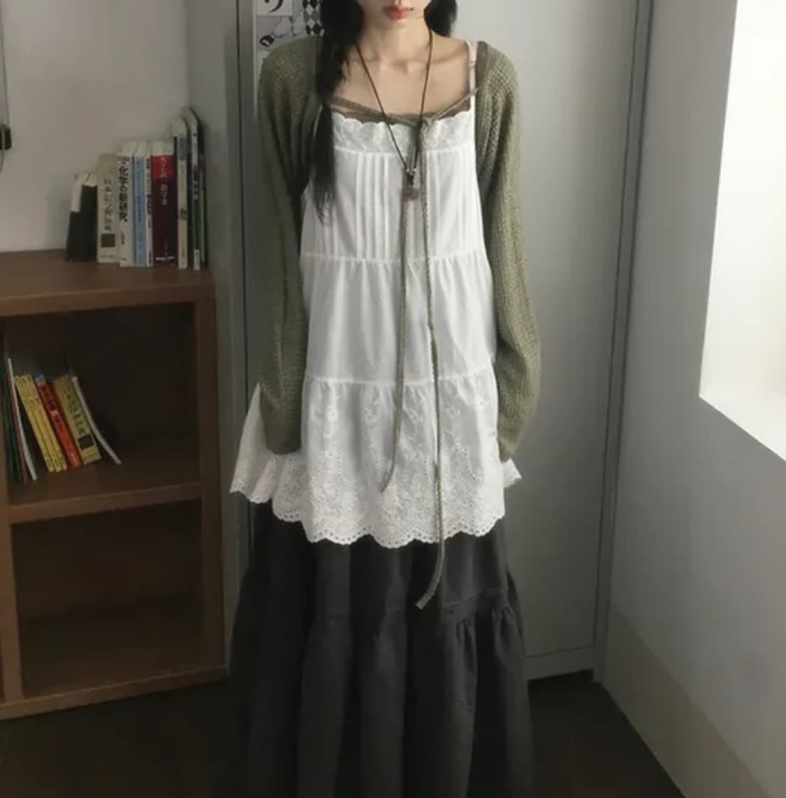 빈티지 와플 볼레로 카키 상품이미지1