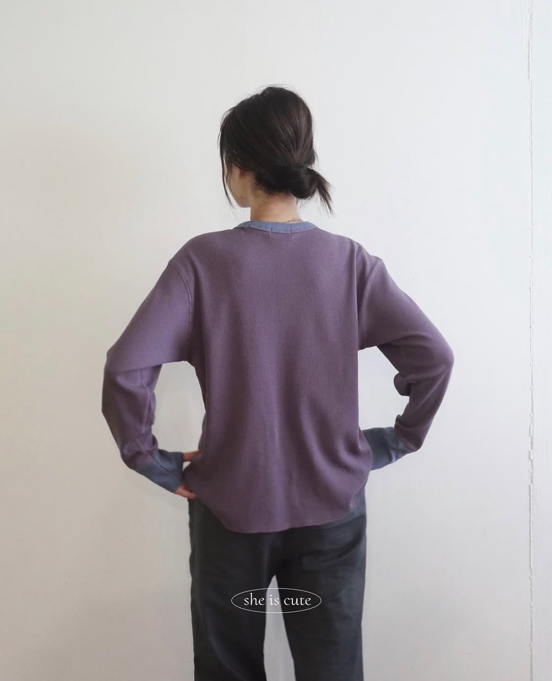 [Sheiscute] Waffle T mauve 상품이미지4