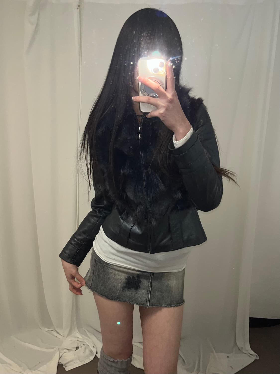 다크 네이비 글리터 폭스퍼 자켓 상품이미지6