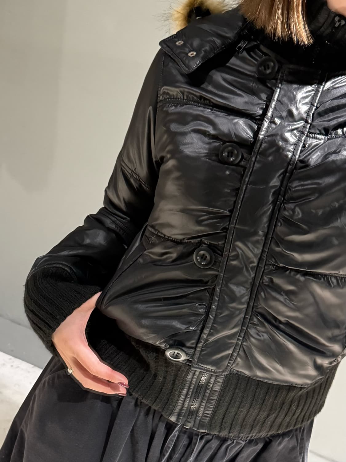 hood fur n2b button-up detail padding 상품이미지3