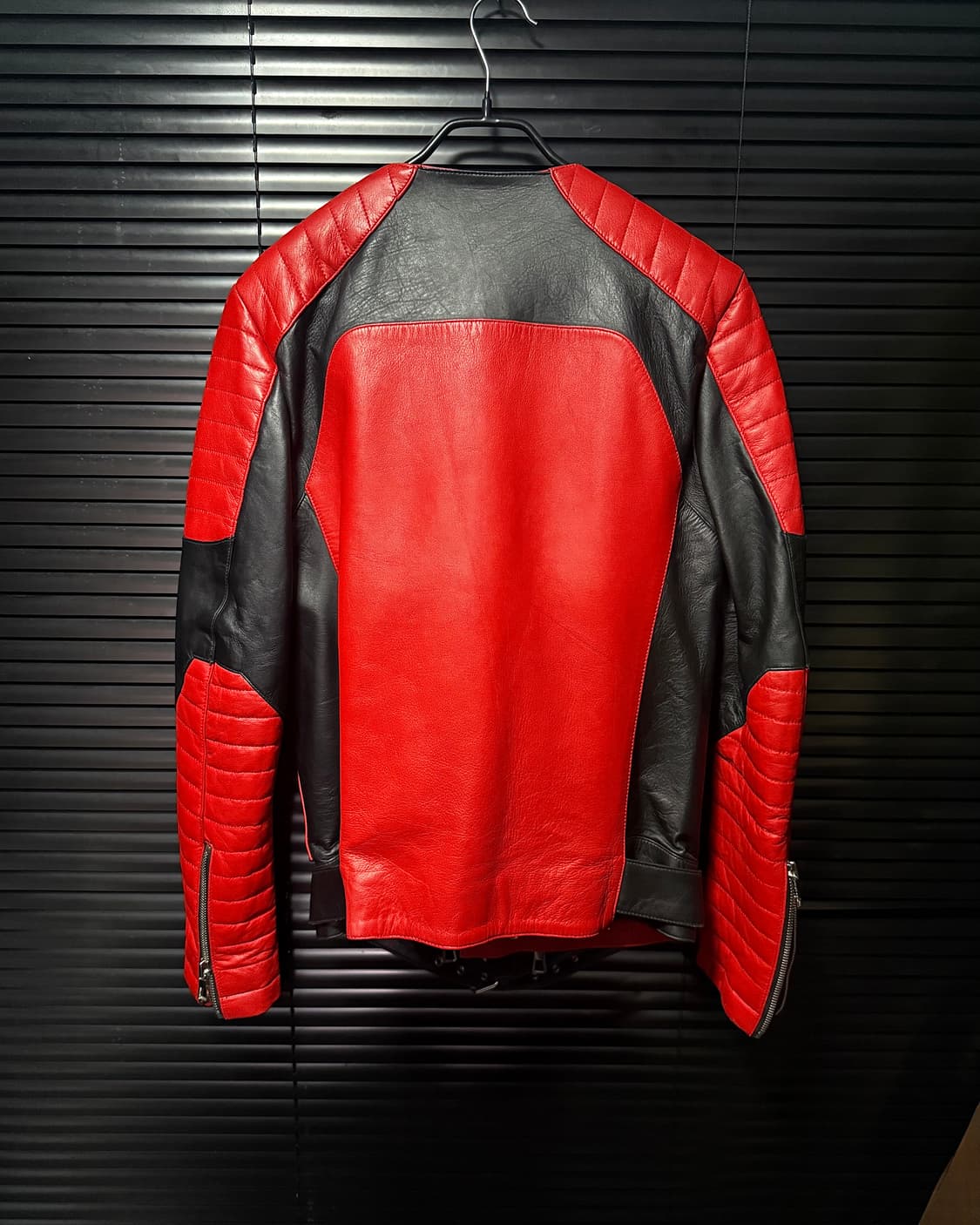 H&M 발망 콜라보 레드 블랙 양가죽 가죽 레더 바이커 라이더 자켓 44 상품이미지6