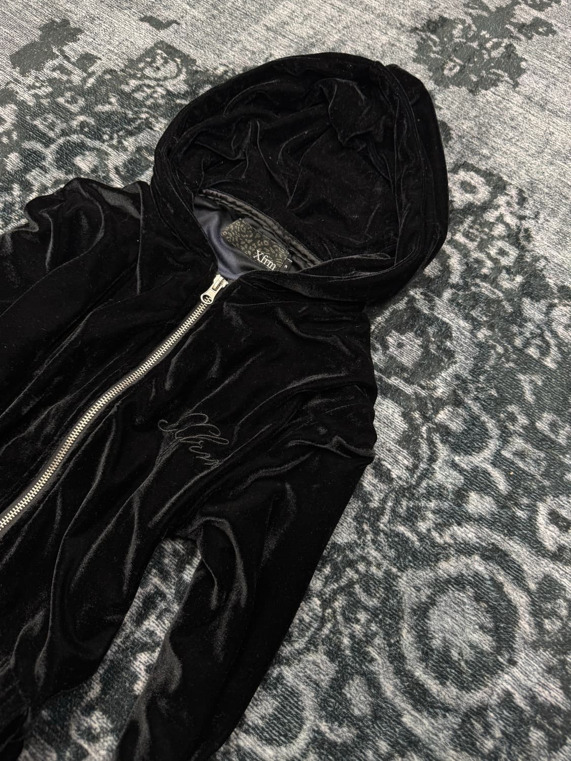 Xfrm logo black velour hoodie 상품이미지3