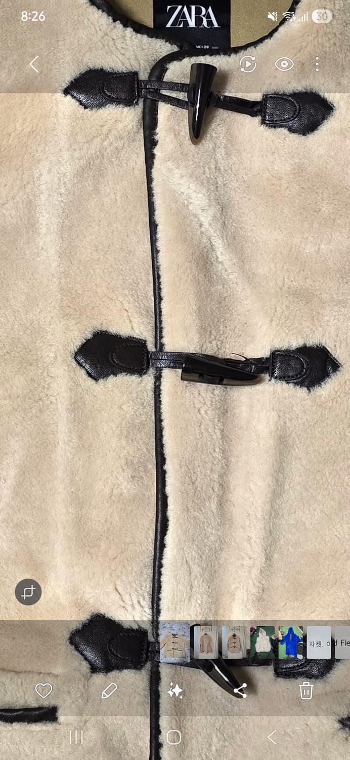 자라 라운드넥 퍼 토글 코트 M (S급) 상품이미지5