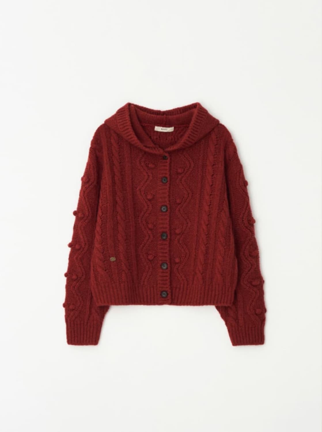 호와스 엔젤 후드 꽈배기 가디건 레드 (하루 단시간 착용) 정가 189, 상품이미지2