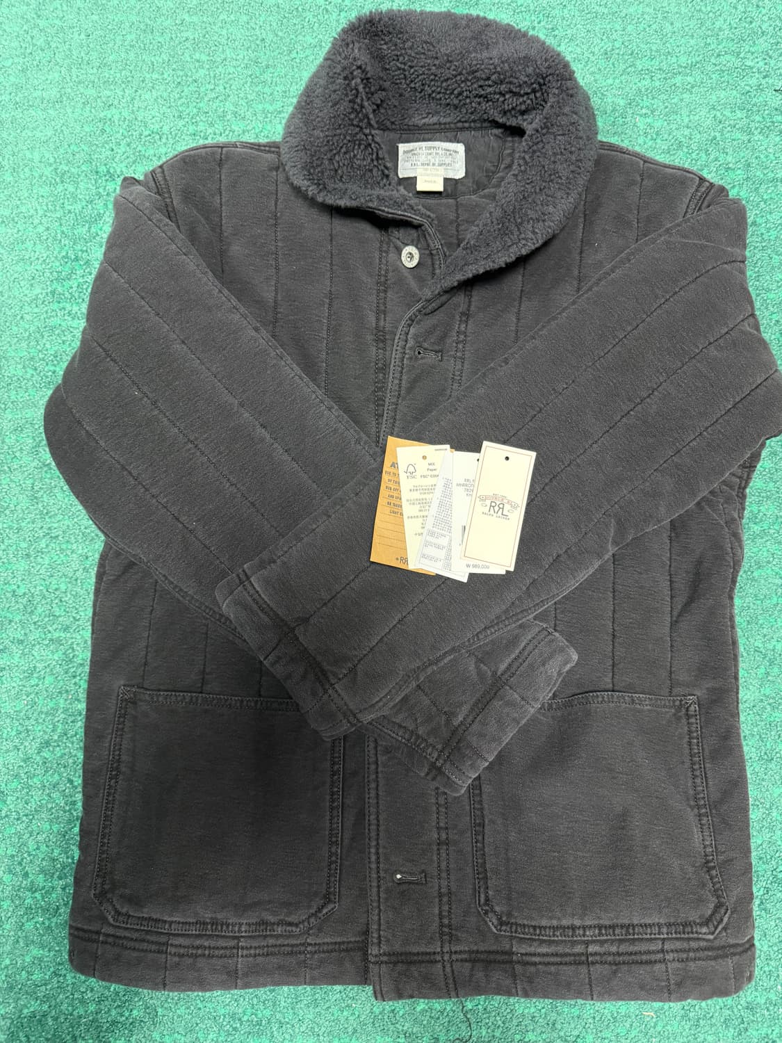 [M] 더블알엘 rrl 플리스 칼라 퀄트 저지 재킷 상품이미지3