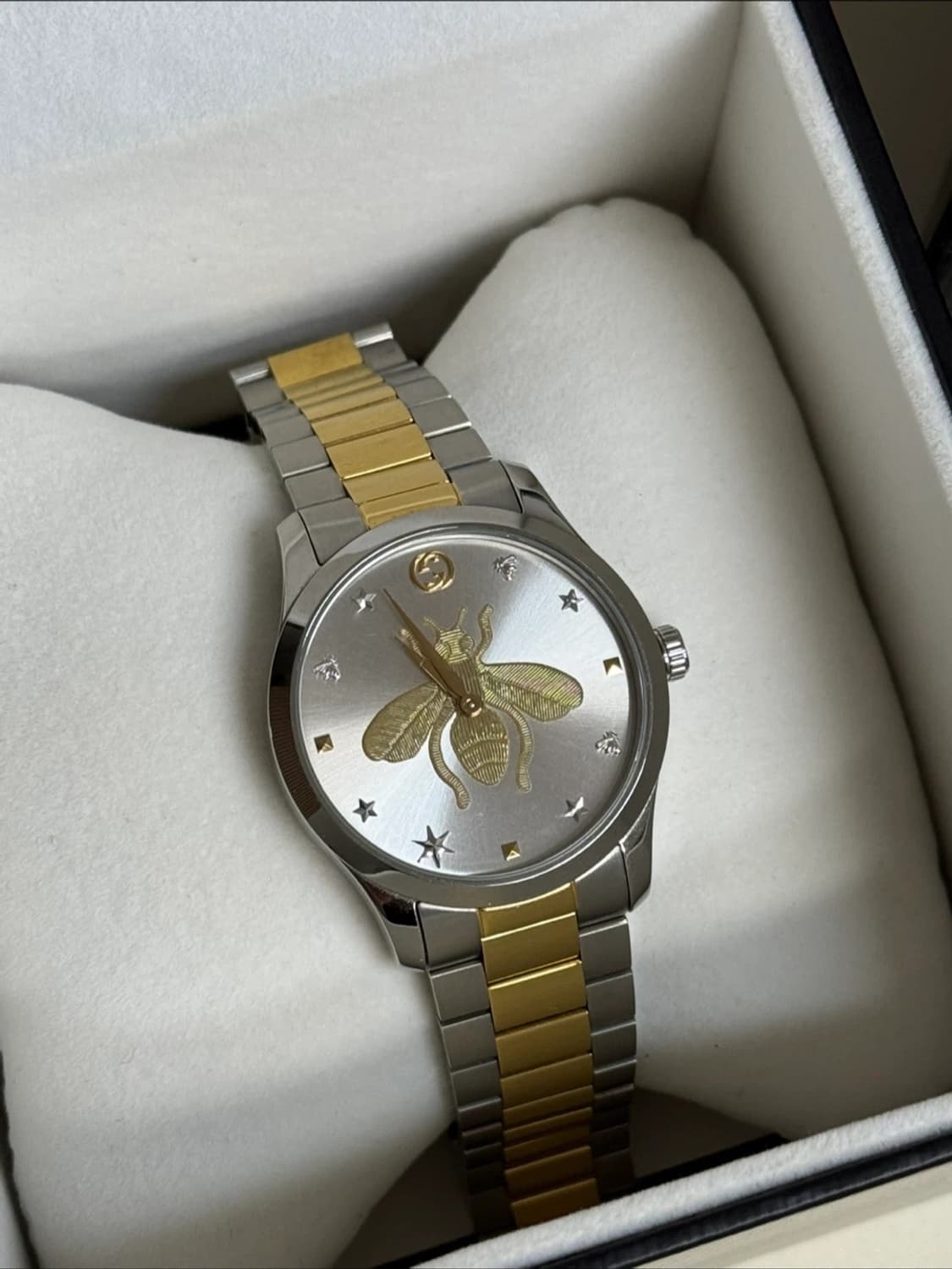 구찌 옐로우 골드 스틸 콤비 38MM G 타임리스 꿀벌 시계 상품이미지2