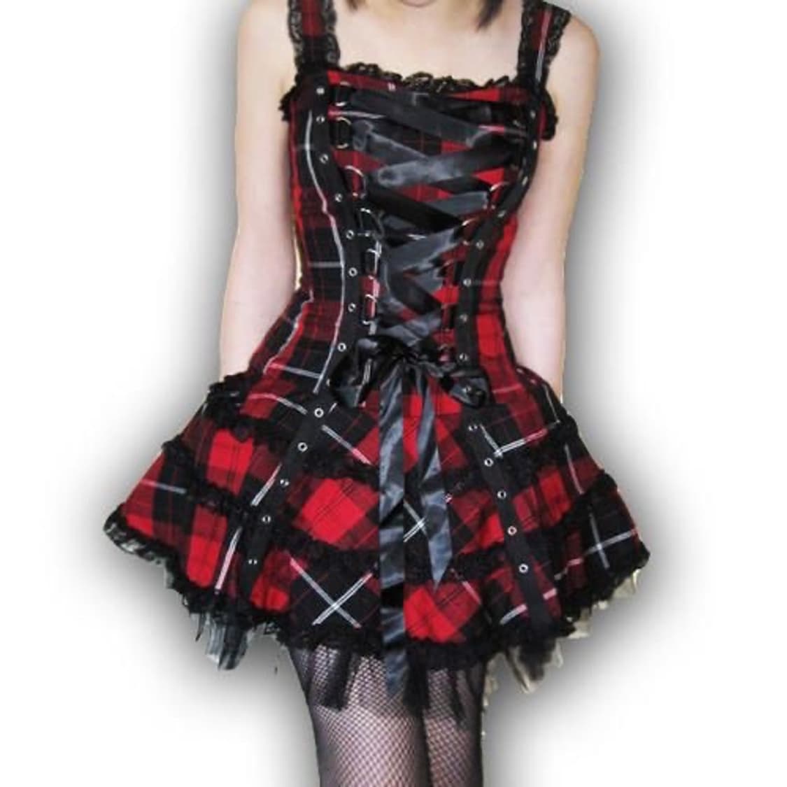 고스로리 펑크 체크 원피스 상품이미지3