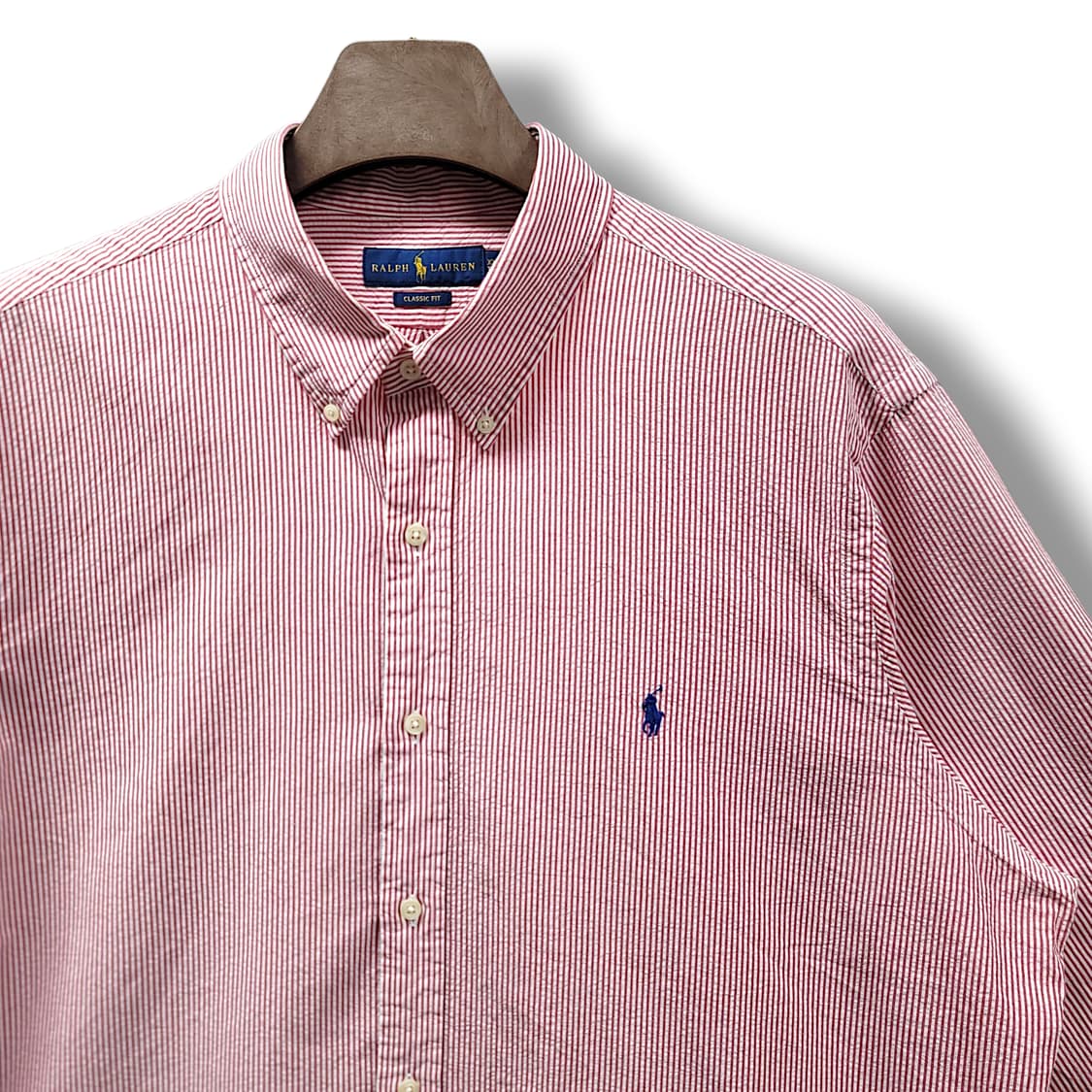 [2XL] 폴로 화이트&레드라인 스트라이프 클래식핏 긴팔셔츠 상품이미지4