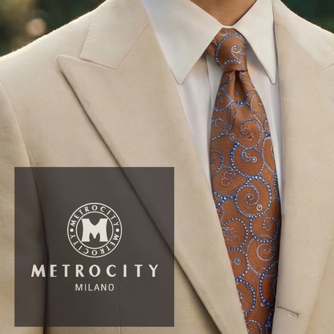 메트로시티 실크 브라운 패턴 넥타이 8.9cm A+등급 A19650 상품이미지1