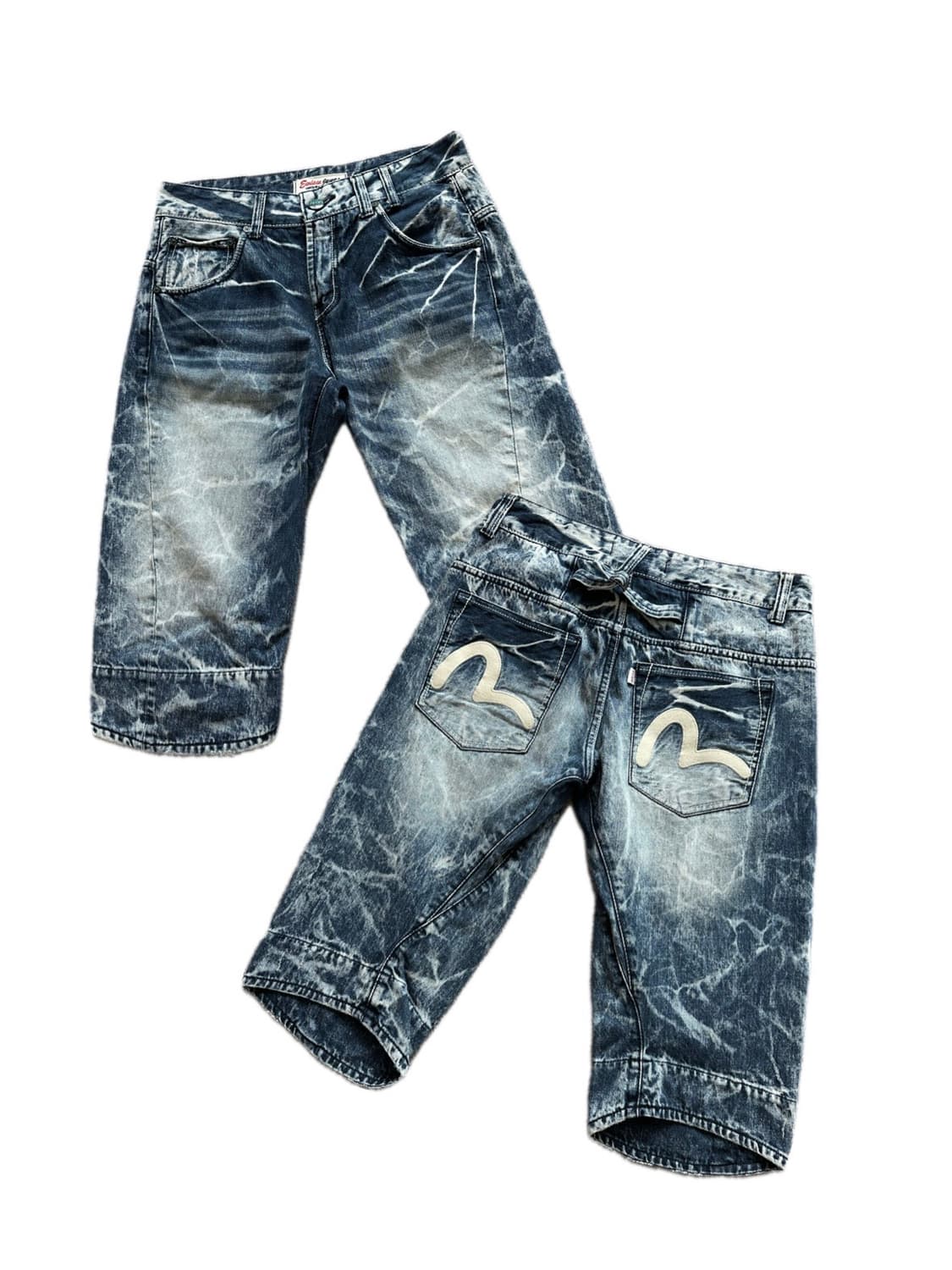 에비수 워싱 하프 신치백 데님팬츠 반바지 7부~8부 상품이미지1