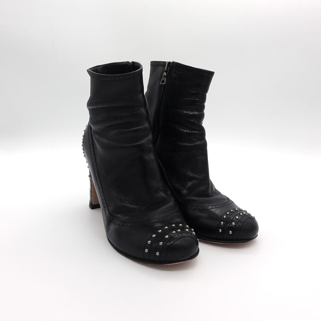 [35/5, 230] PRADA 프라다 스터드 라운드토 레더 부츠 상품이미지3