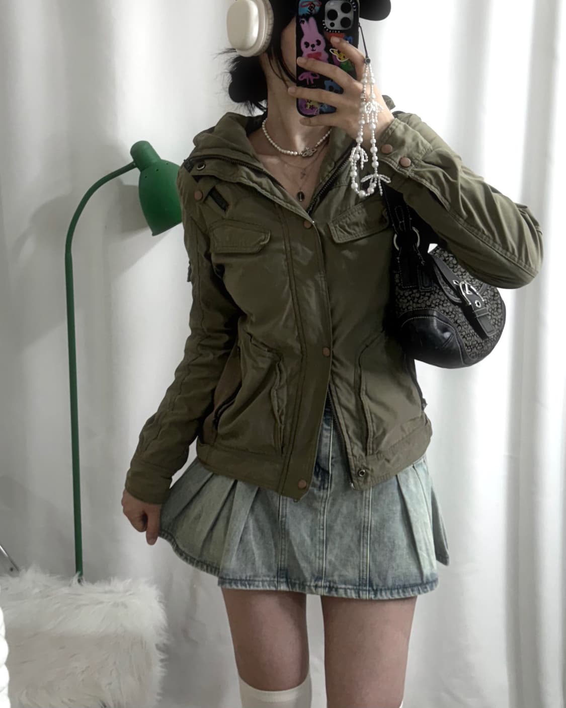 카키 사이드 골지 투 포켓 Y2K 자켓 상품이미지1