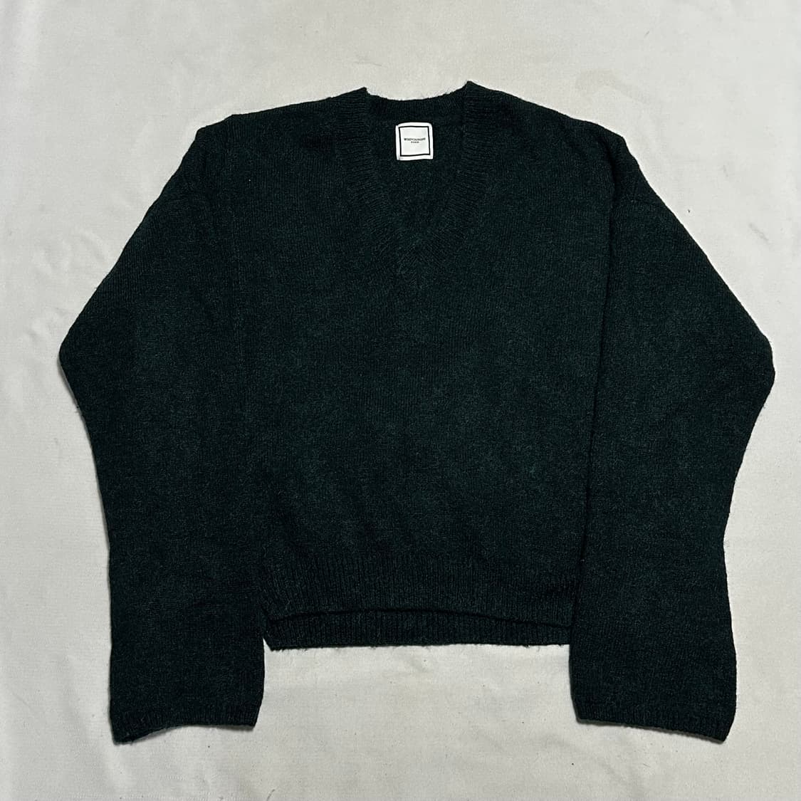 48 우영미 브이넥 그린 울 니트 상품이미지2