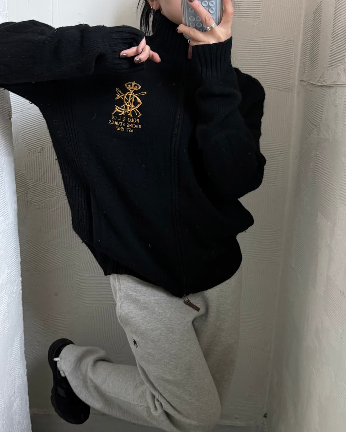 Polo 폴로 랄프로렌 골프자수로고 램스울 니트집업 상품이미지9