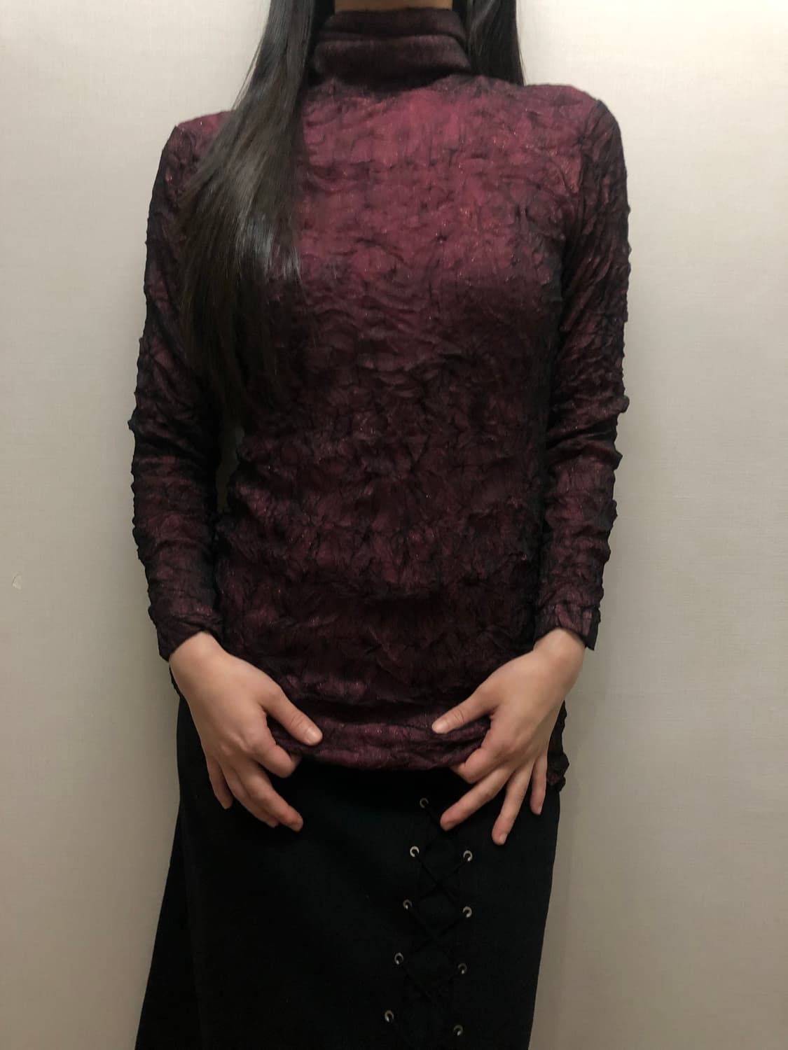 빈티지 버건디 텍스처 탑 상품이미지6