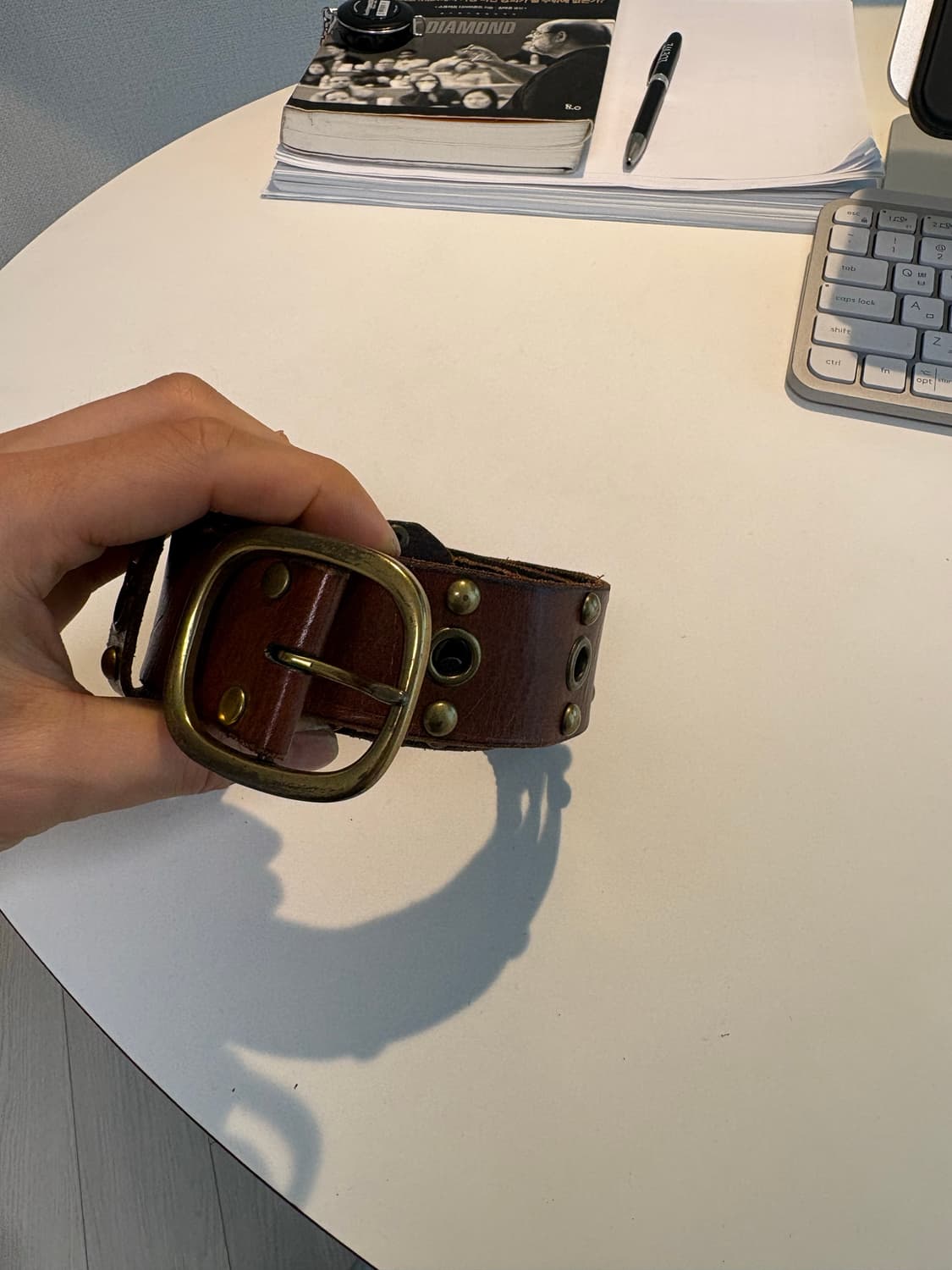 빈티지 레더 벨트 브라운 기마구아스 상품이미지2