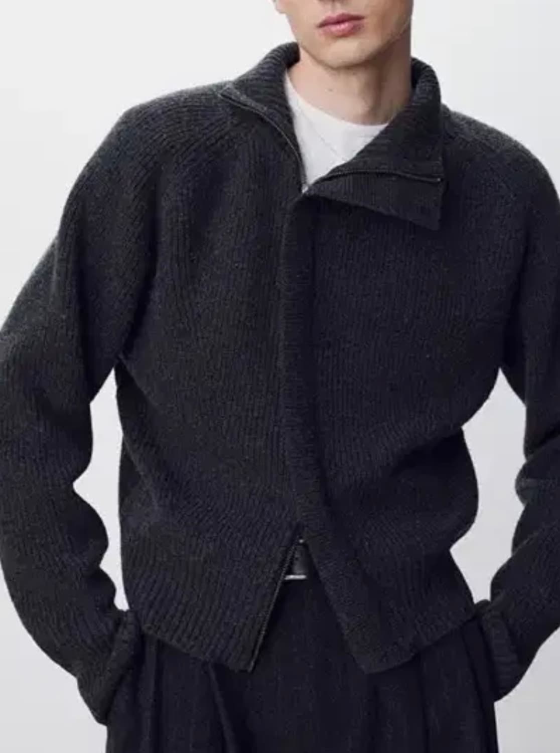 토니웩 니트 집업 차콜 Wool Diagonal Zippered 상품이미지1