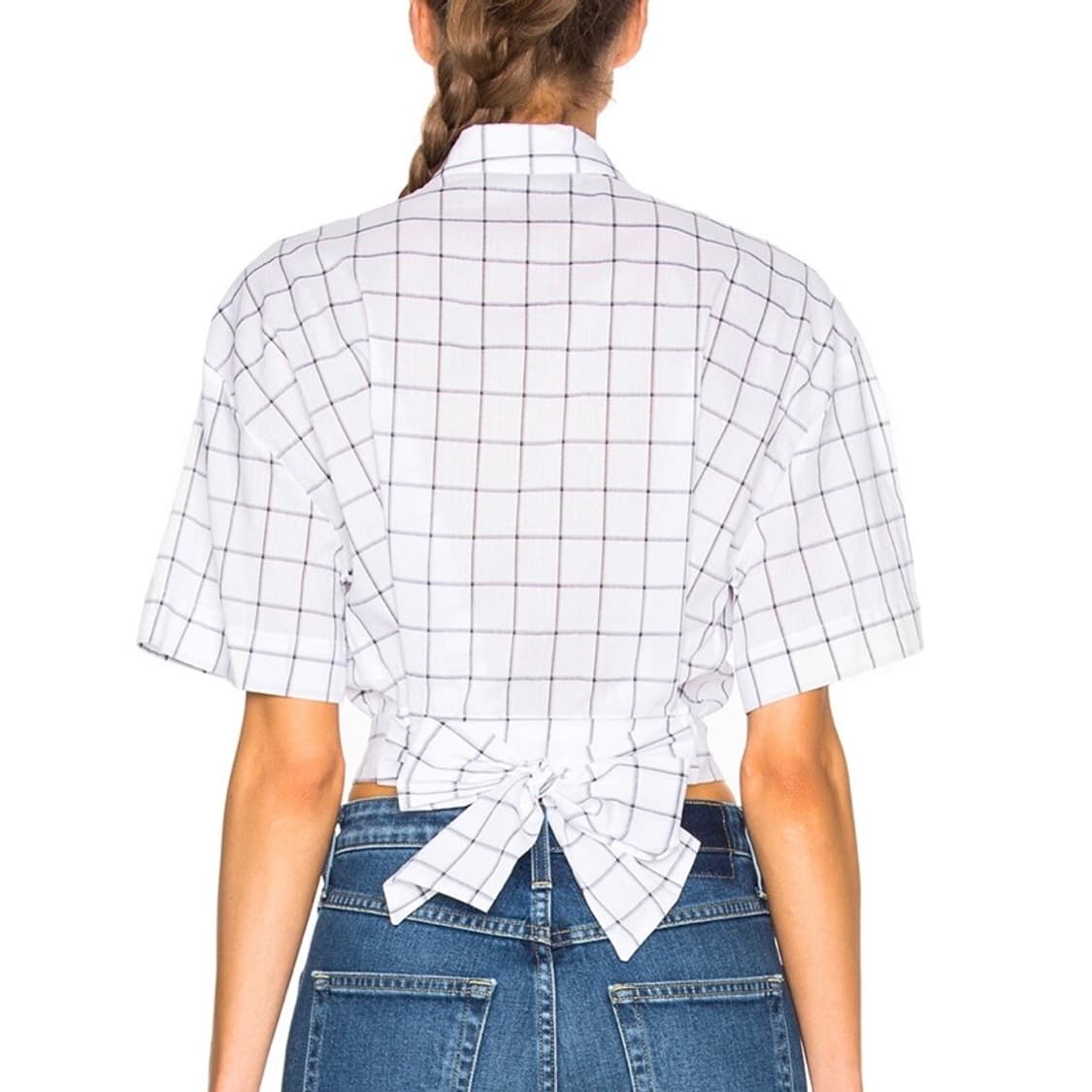 MSGM 크롭 셔츠 Window Pane Print Shirt 화이트 상품이미지3