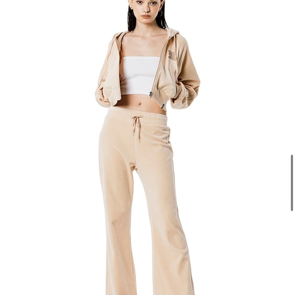 러닝하이 FRINGE EMBROIDERY 벨벳 후드집업 트레이닝 상품이미지2