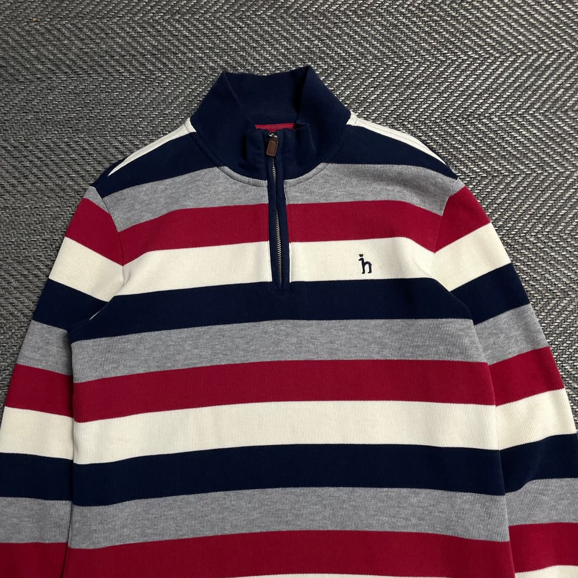 Hazzys 스트라이프 니트 카라 긴팔 반집업 티셔츠o 5586 상품이미지4
