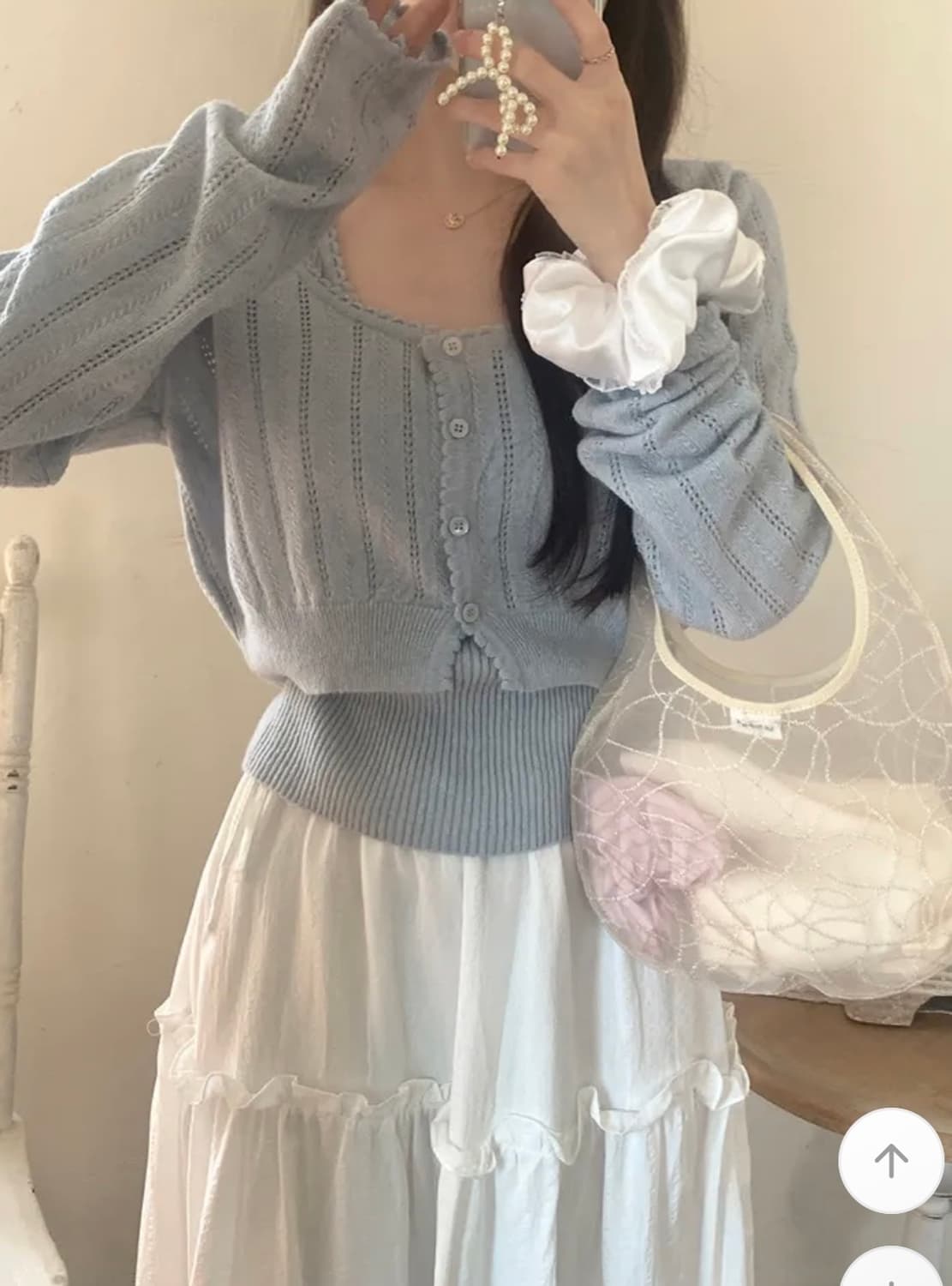 (새상품)소녀레시피 멜로 펀칭 나시가디건 세트 상품이미지1