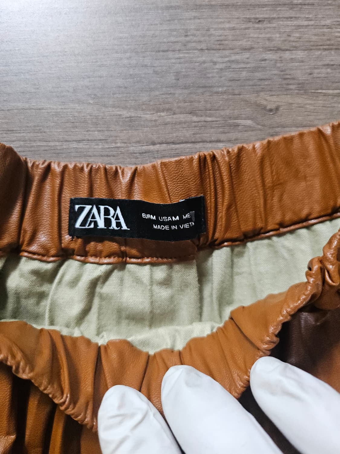 자라 브라운 레더 플리츠 롱 스커트 M 상품이미지5