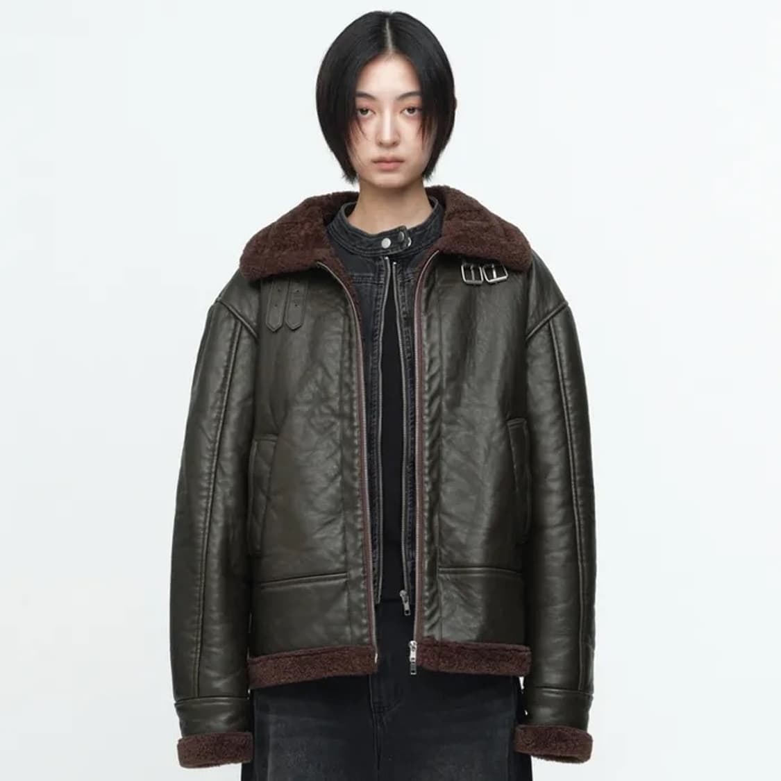 밀로우먼 위시드 비건 레더 무스탕 상품이미지1