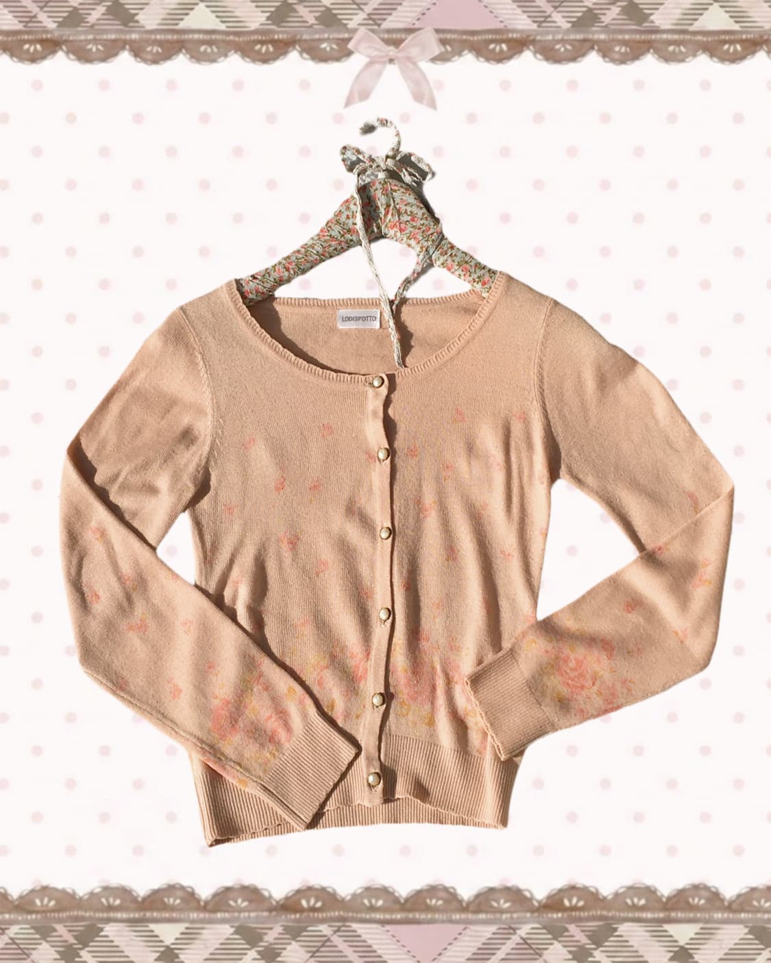 로디스포토 플로럴 진주 핑크 가디건 상품이미지1