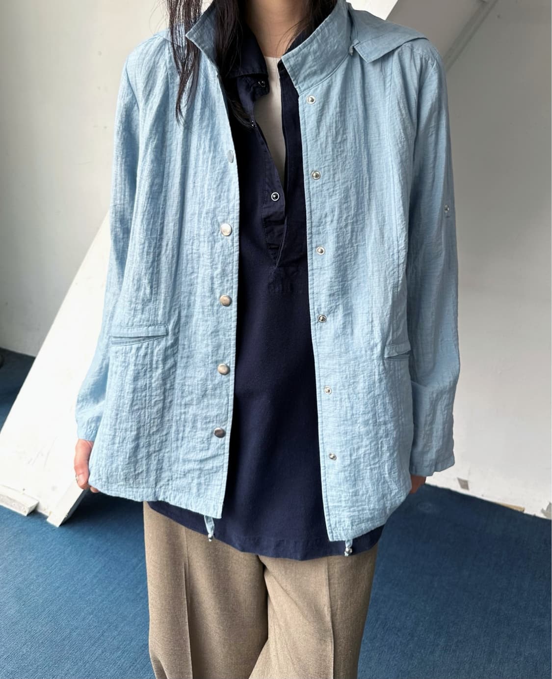 Rayon nylon blend volume easy jacket 상품이미지8
