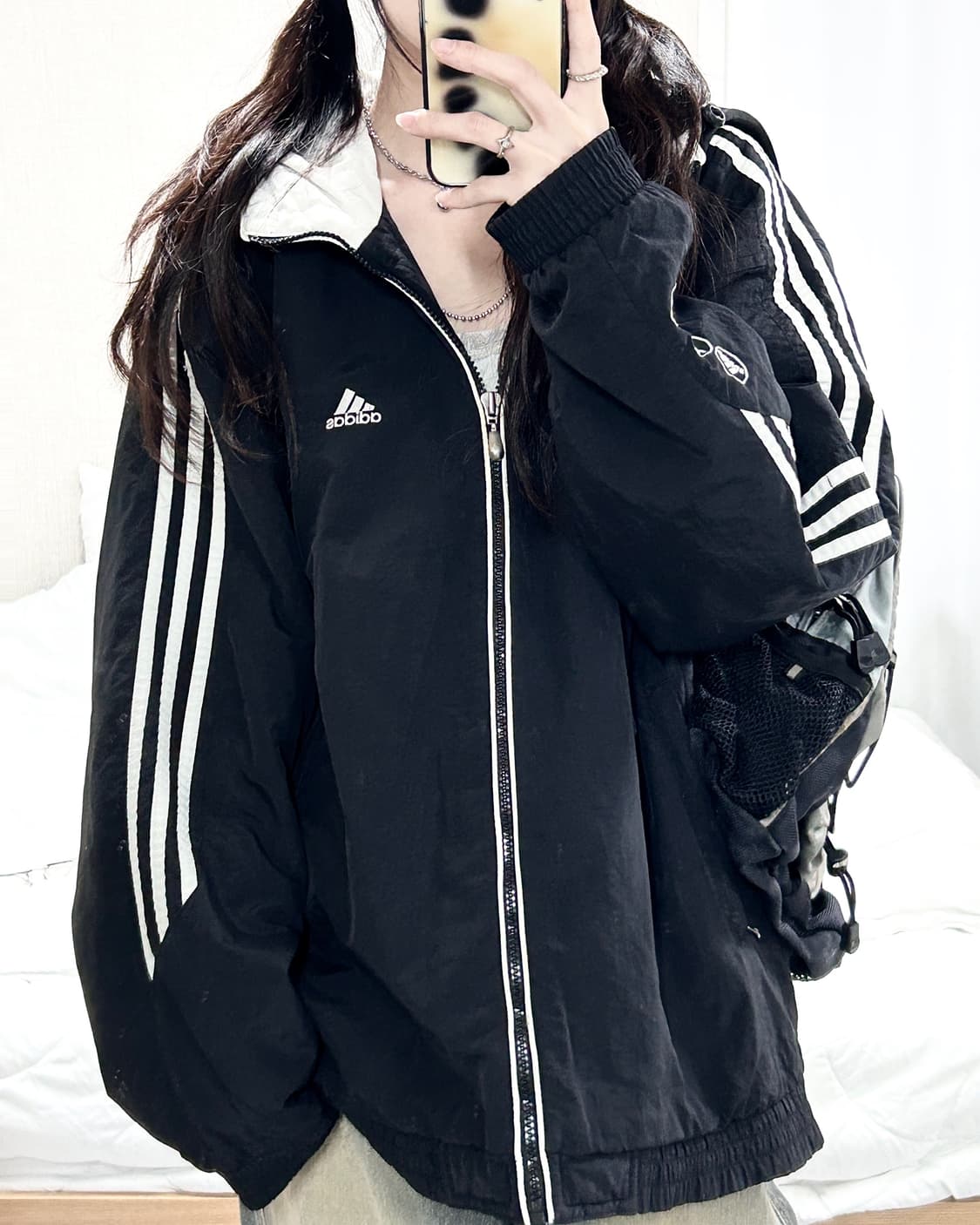 아디다스 90‘s 블랙 삼선 나일론 자켓 상품이미지2