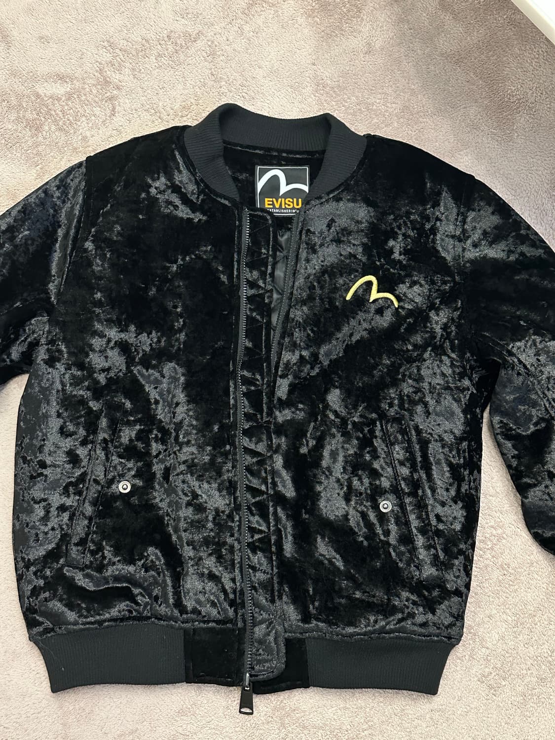 EVISU 에비수 블랙 벨벳 스카쟌 상품이미지1