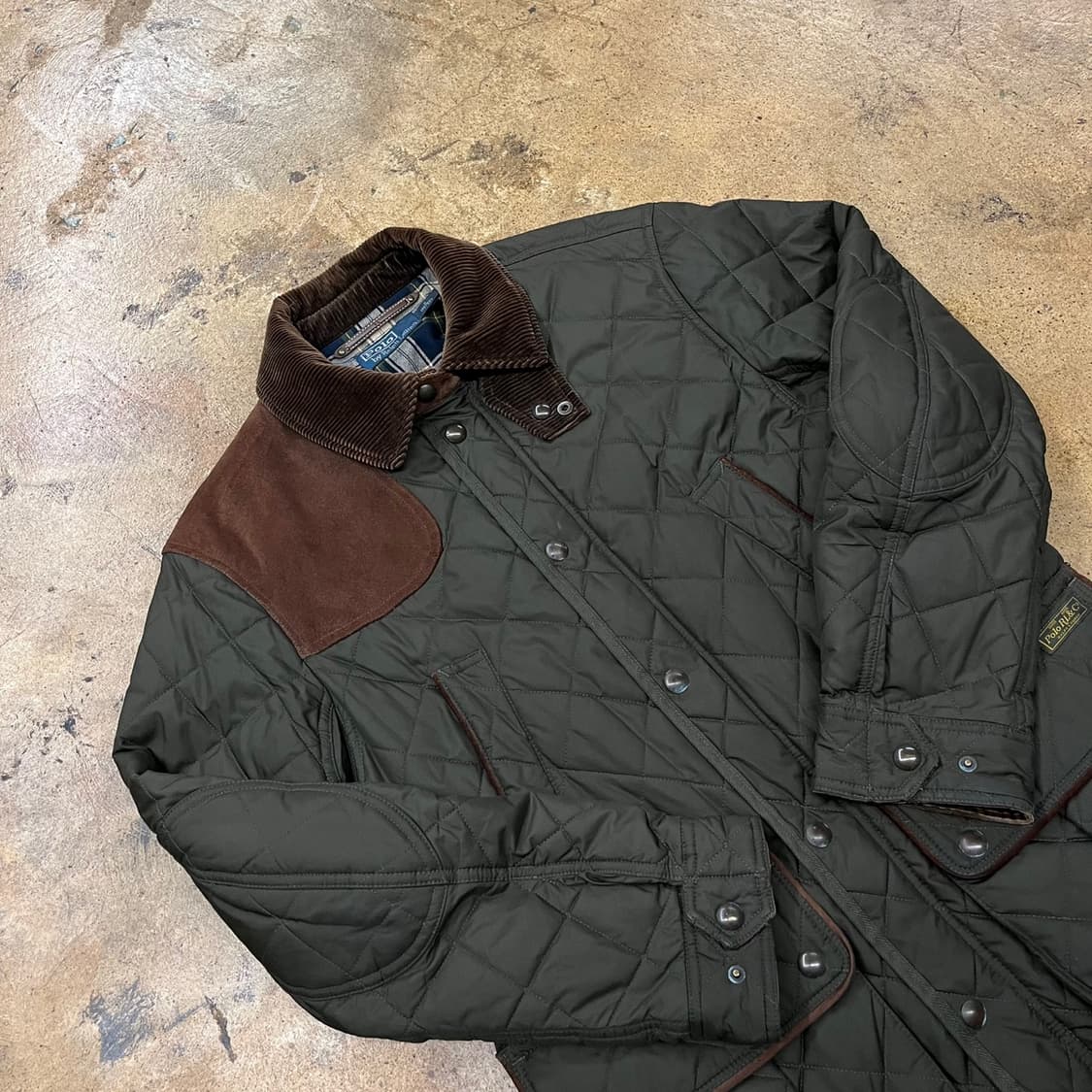 [정품/S] 폴로 랄프로렌 퀼팅 자켓 코듀로이 카키 b15 상품이미지1