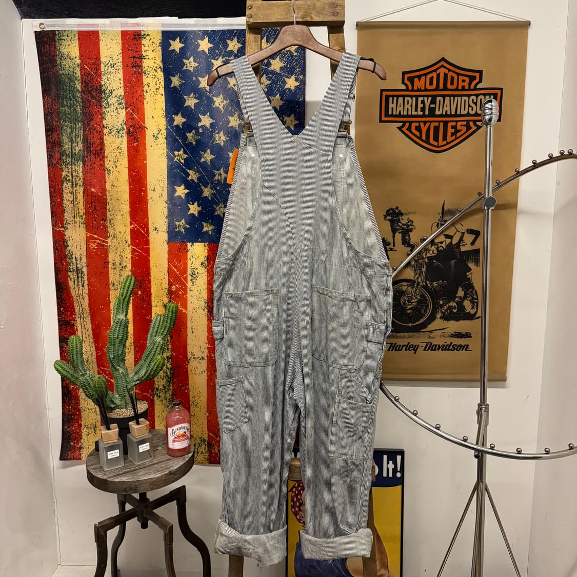 칼하트 오리지널 빈티지 히코리 패턴 워크 오버롤 카펜터 와바시 N253 상품이미지2