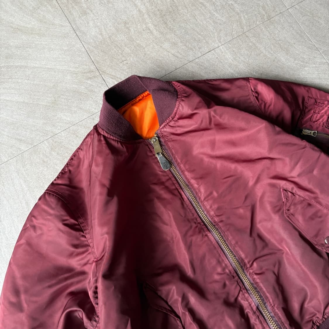 90년대 미국 생산 알파인더스트리 버건디 양면 ma-1 자켓 상품이미지2