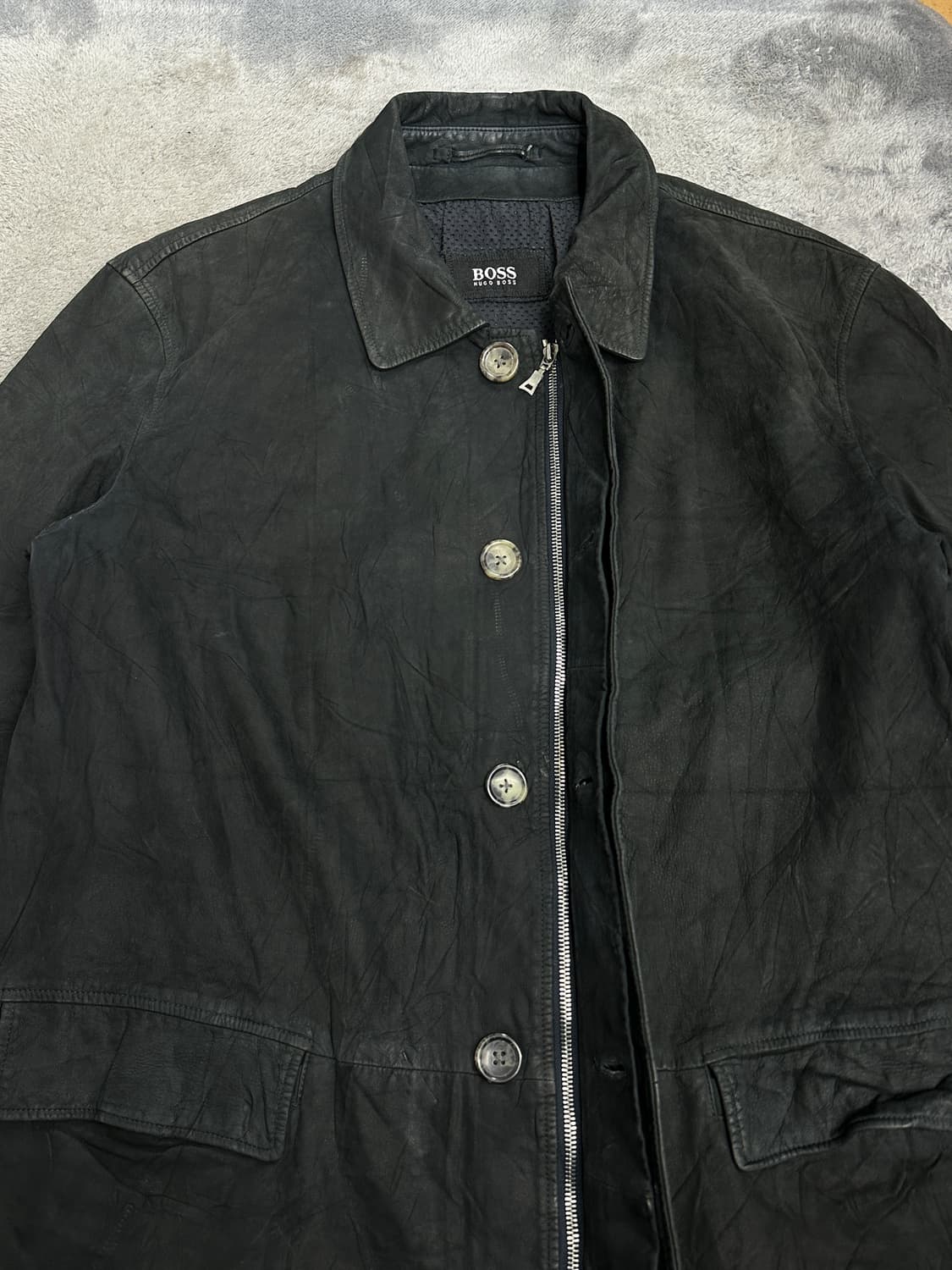 00s HUGO BOSS 램스킨 레더 자켓 50 상품이미지5