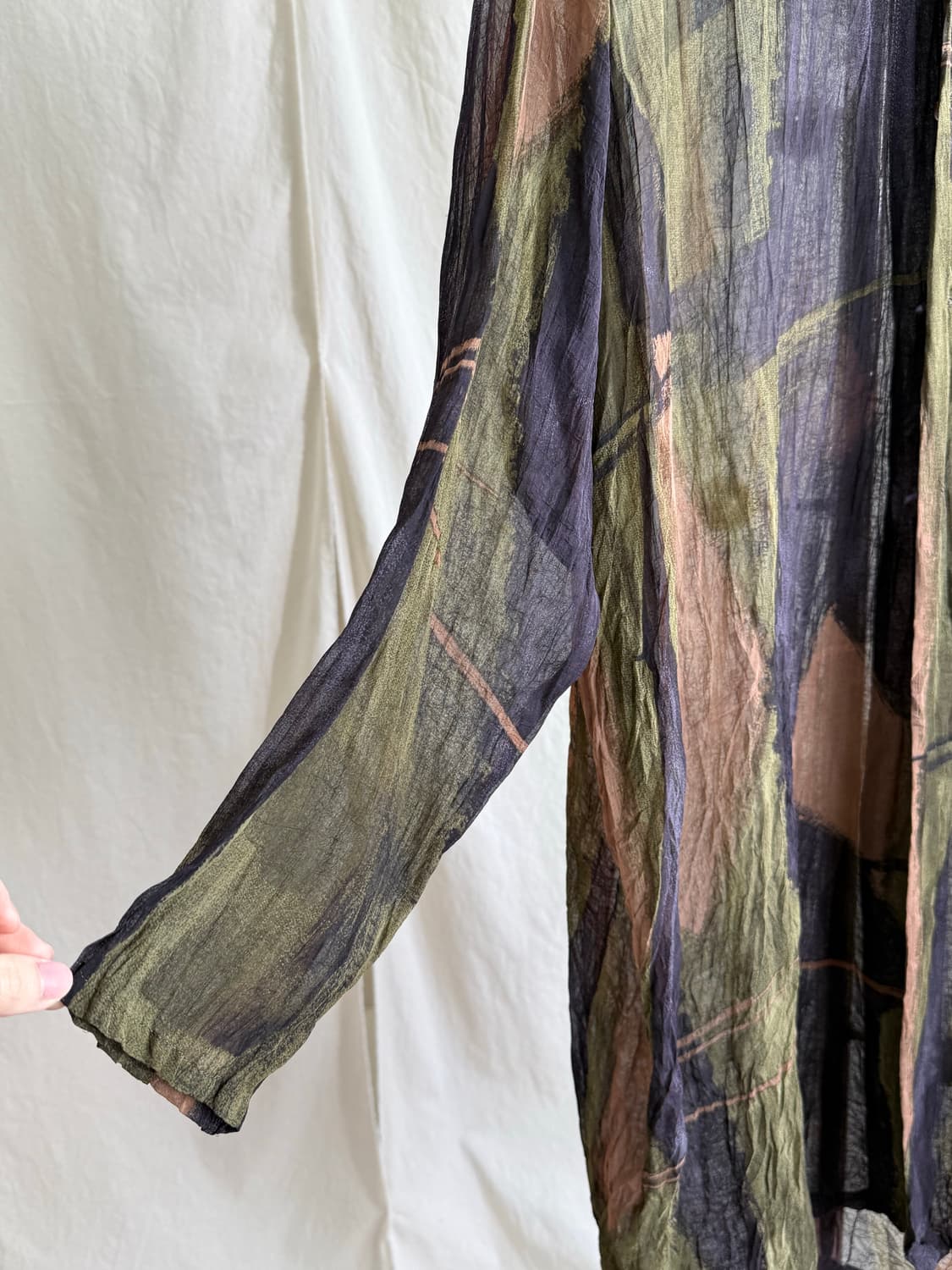 Keiko Kishi by nosh 패턴 시스루 롱 셔츠 상품이미지5