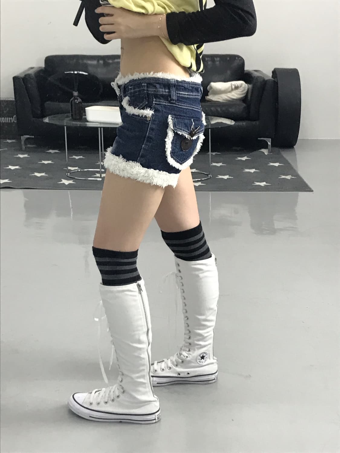 Vintage y2k denim fur shorts 상품이미지2