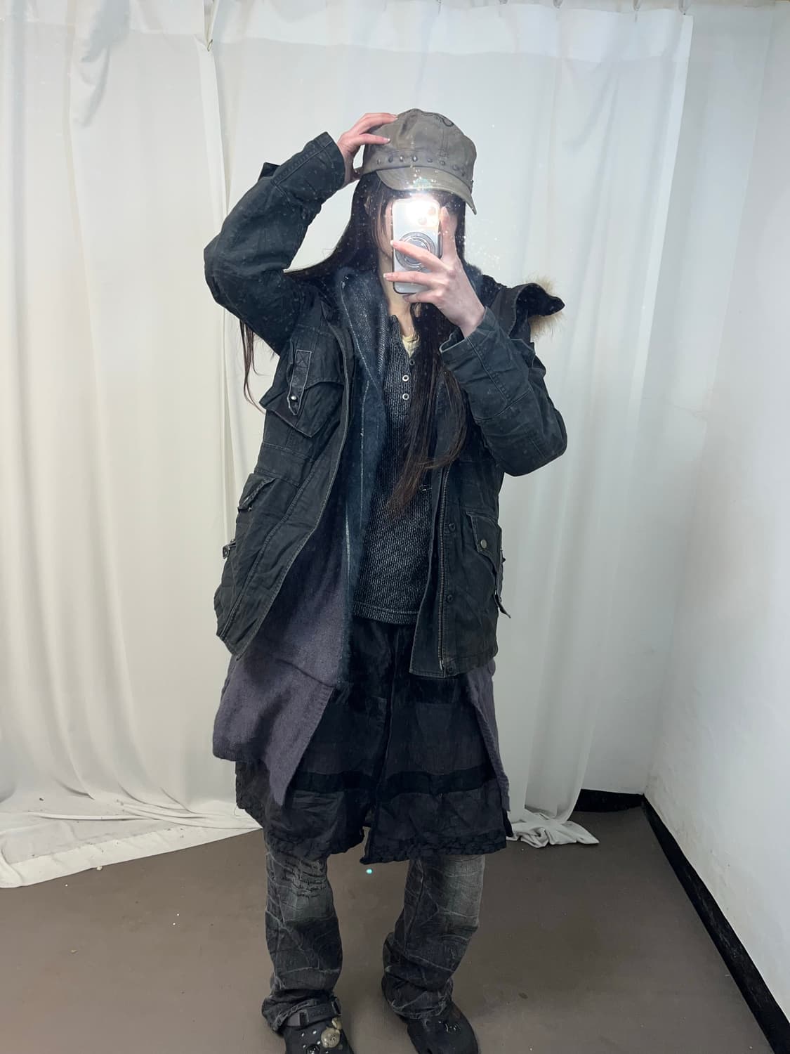 00‘s 네이비 그런지 울프죠 야상 상품이미지2