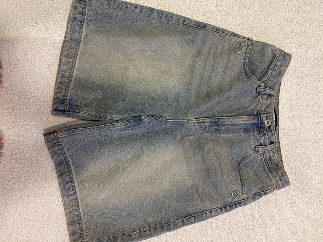 (W) 미스치프 데님 버뮤다 팬츠 라이트 블루 M 상품이미지2