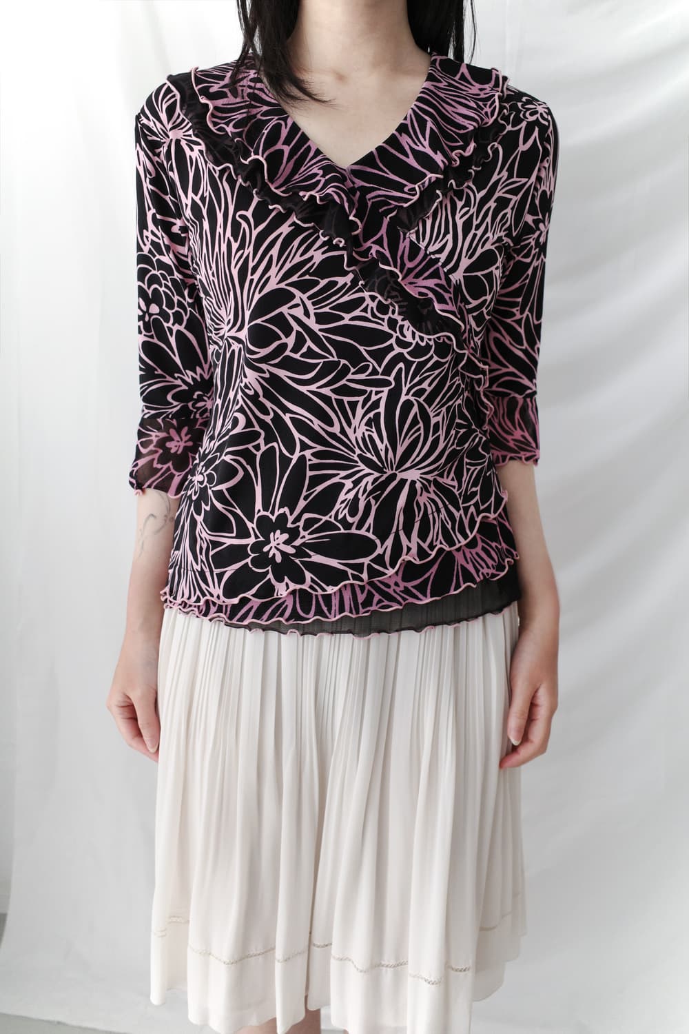 pattern frill sleeve 상품이미지3