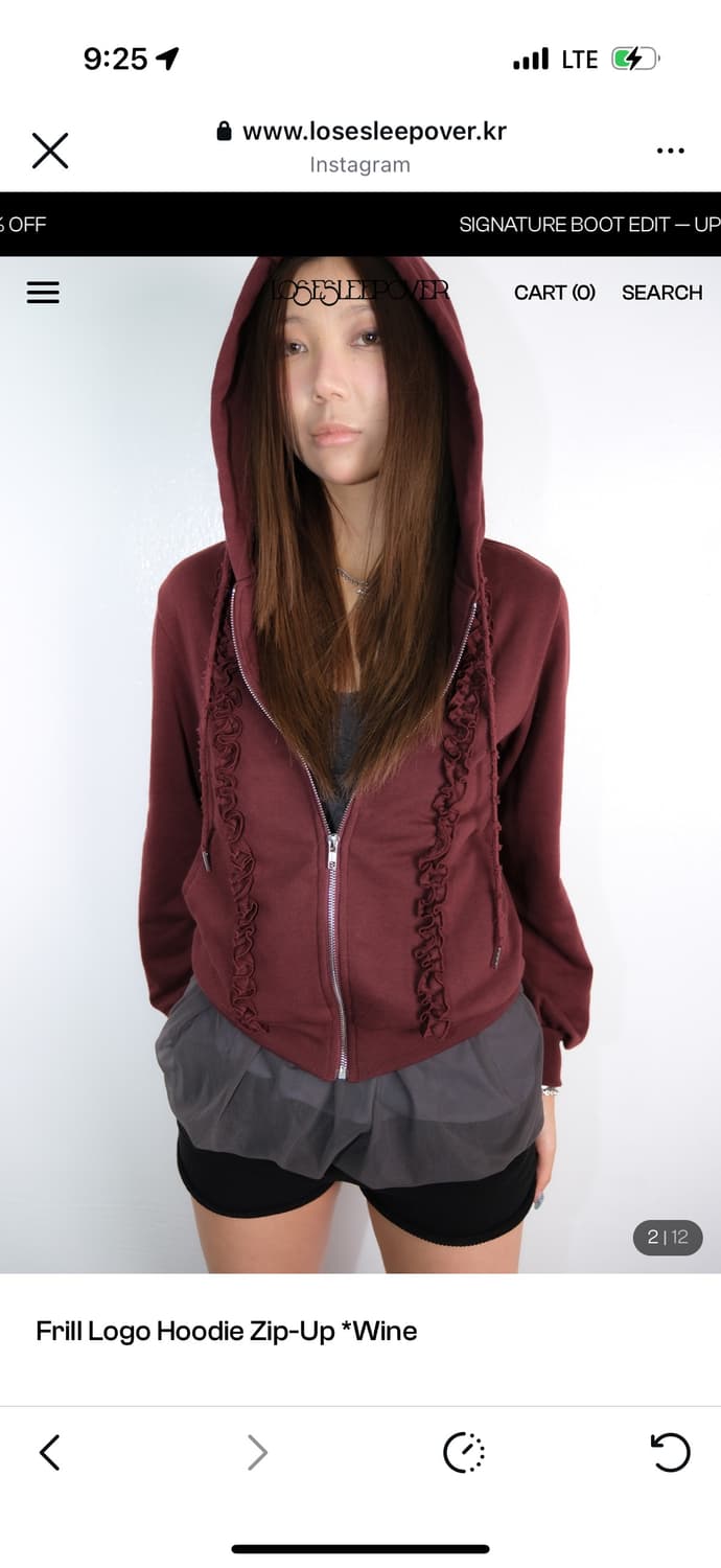 루즈슬립오버 프릴 로고 후디 집업 상품이미지2