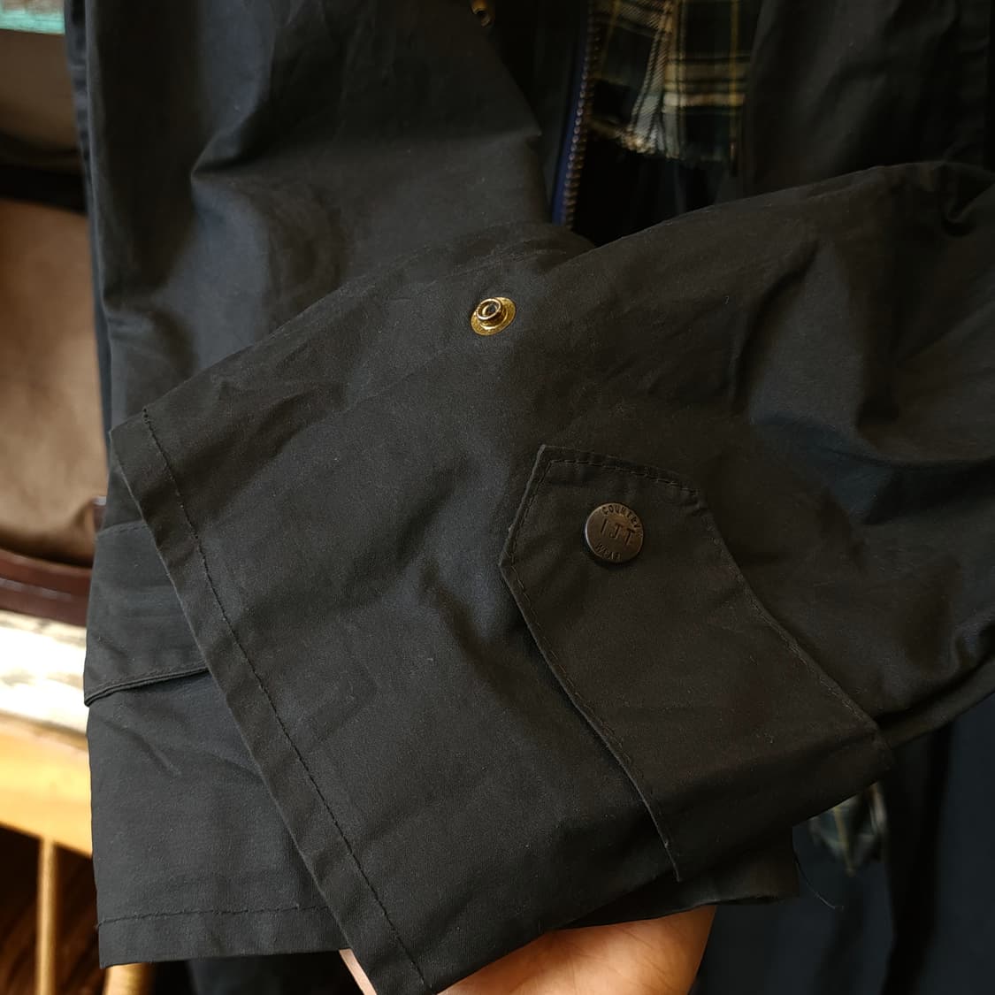 90s 잉글랜드 컨트리 왁스자켓 스톡맨 케이프 왁스코트 레인코트 L 상품이미지7