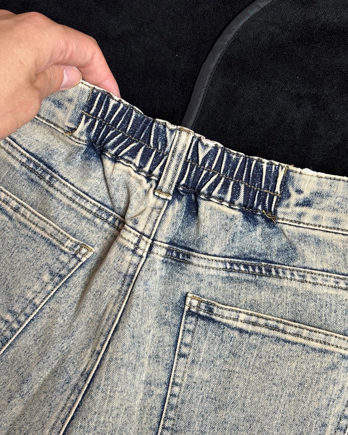 일본빈티지 스노우워싱 데님쇼츠 상품이미지5