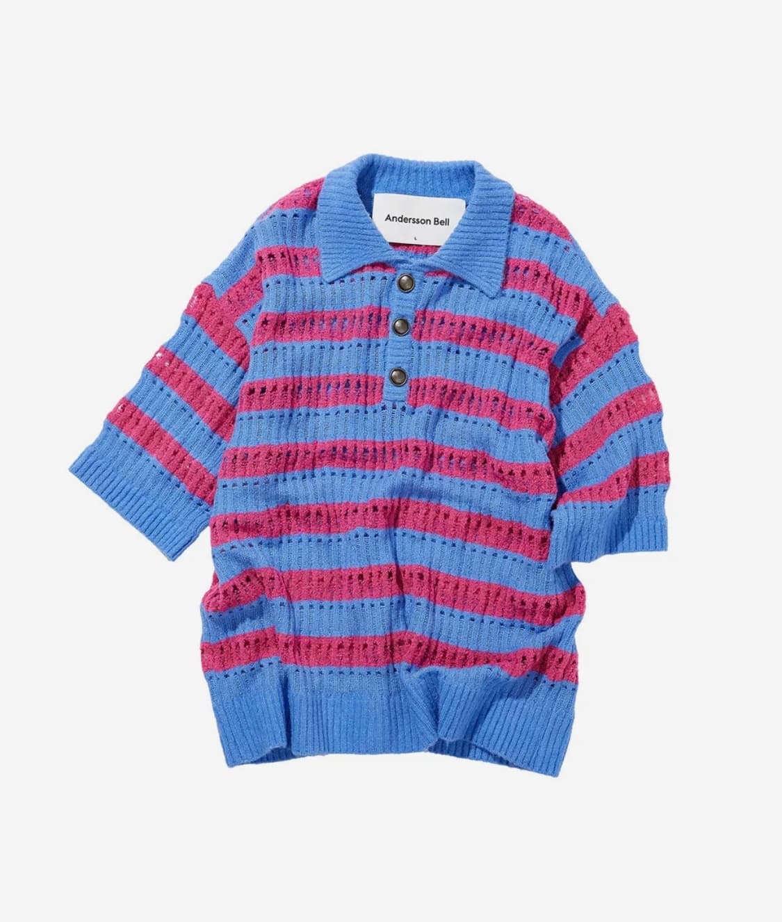 XL) 앤더슨벨 버블 스트라이프 썸머 폴로 스웨터 반팔 니트 상품이미지2