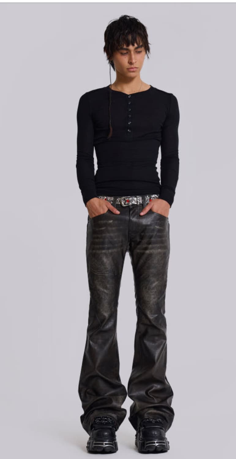 Jaded Man 제이디드런던 워시드 블랙 PU 드리프트 진 상품이미지2